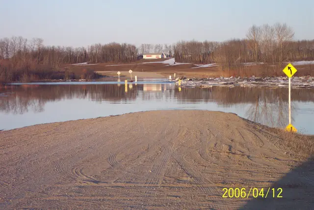 Flooded road near the Carrot River